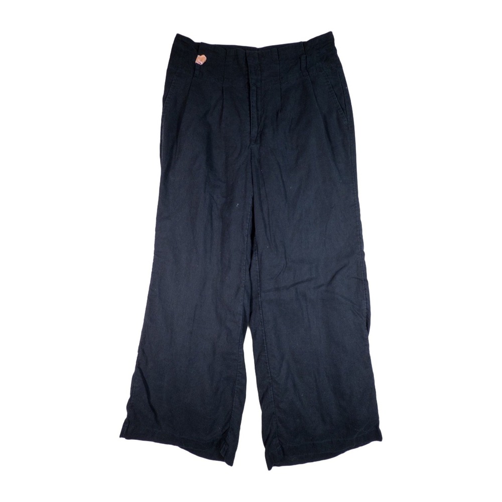 The Limited Black‎ Linen Blend Wide Leg Cropped Pants Women Size 6 Made in India